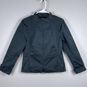 Lafayette 148 Double Zipper Jacket Blazer Women's Size 8 Dark Gray Moto Fitted